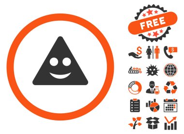 Bonus ile üçgen işareti gülümseme düz vektör simgesi