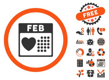 Bonus ile Sevgililer Şubat gün düz vektör simgesi