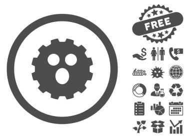 Bonus ile surprized dişli gülen düz vektör simgesi