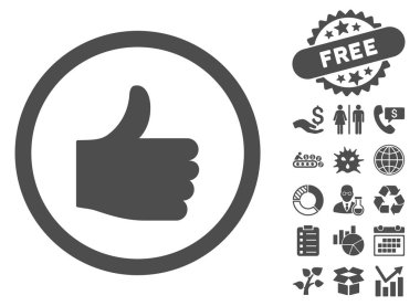 Düz vektör simge Bonus ile yukarı başparmak