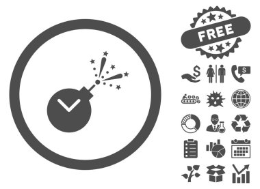 Zaman havai fişek ücret düz vektör simge Bonus ile