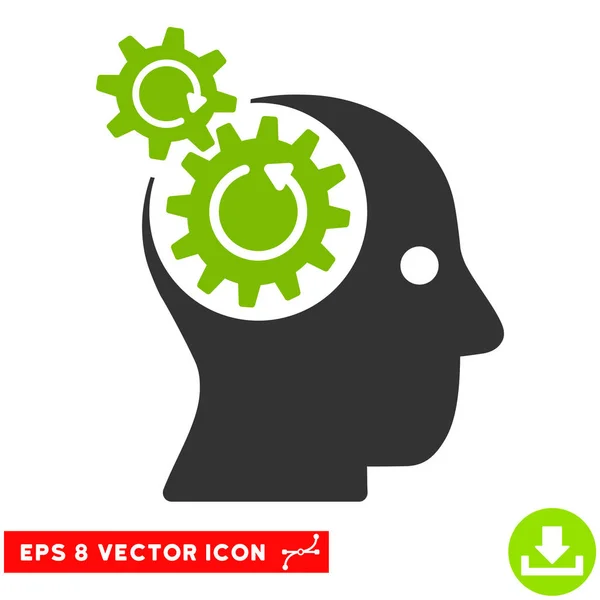 Brain Gears Rotation Vector Eps Icon — Stock Vector