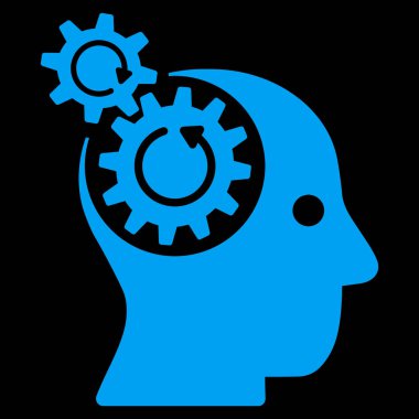 Beyin Gears döndürme düz simgesi