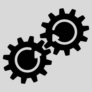 Dişli mekanizması döndürme düz simgesi