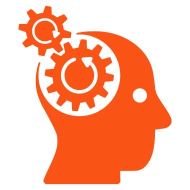 Beyin Gears döndürme düz simgesi