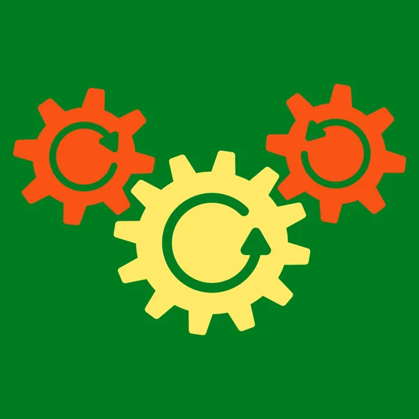 Platte rotatiepictogram transmissie wielen — Stockvector