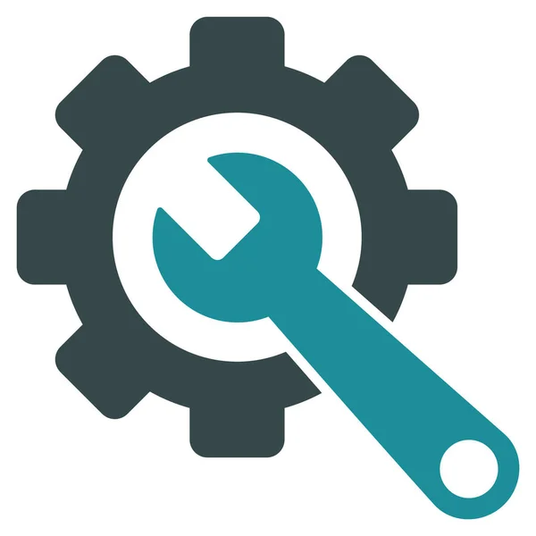 Gear and Wrench Flat Icon — стоковый вектор