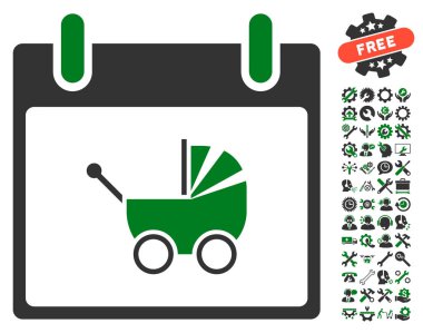 Bebek arabası takvim gün vektör simge Bonus ile