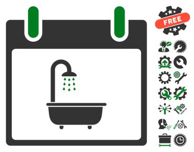 Bonus ile banyo takvim gün vektör simgesi