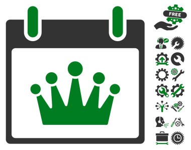 Bonus ile taç takvim gün vektör simgesi