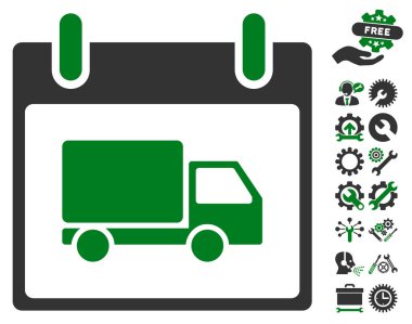 Bonus ile teslim araba takvim gün vektör simgesi