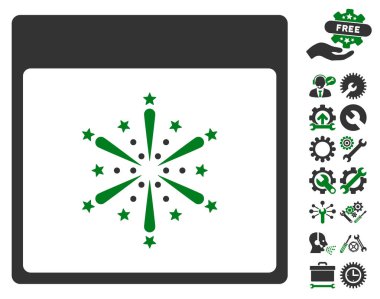 Takvim sayfası vektör simge Bonus ile havai fişek patlama