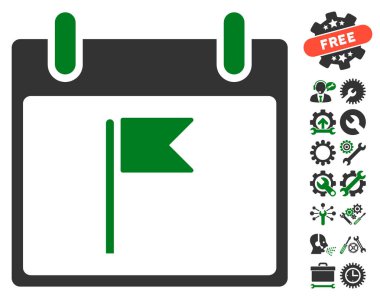 Bayrak takvim gün vektör simgesi Bonus ile