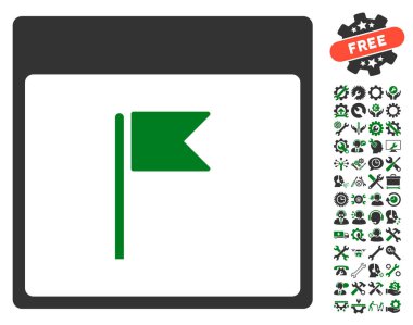 Bayrak Bonus ile sayfa vektör simge takvim