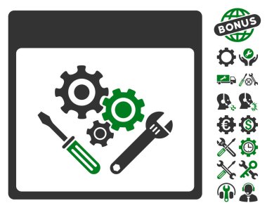 Vites araçlar ile Bonus sayfa vektör simge takvim