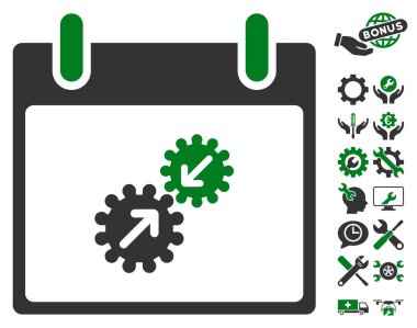 Gears entegrasyonu takvim gün vektör simge Bonus ile