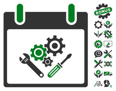 Araç Araçlar takvim gün vektör simgesi Bonus ile