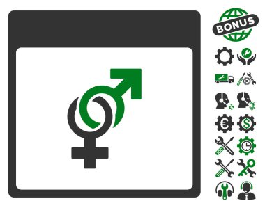 Bonus ile evlilik takvim sayfası vektör simgesi