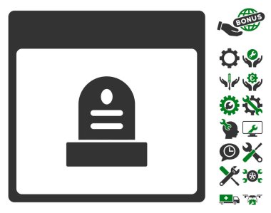 Anıt mezar taşı takvim sayfası vektör simge Bonus ile