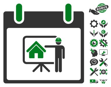 Bonus ile gayrimenkul geliştirici takvim gün vektör simgesi