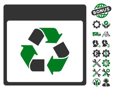 Geri dönüşüm takvim sayfası vektör simgesi Bonus ile