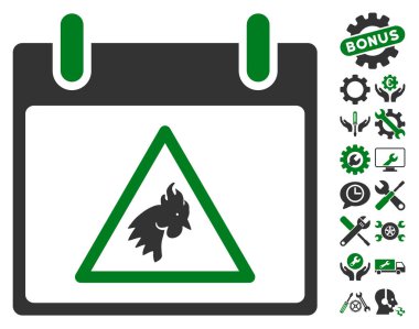 Takvim gün vektör simge Bonus ile uyarı horoz