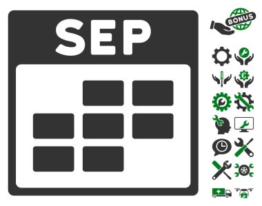 Bonus ile Eylül takvim kılavuz vektör simgesi