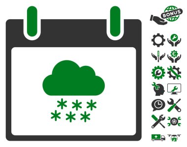 Bonus ile kar bulut takvim gün vektör simgesi