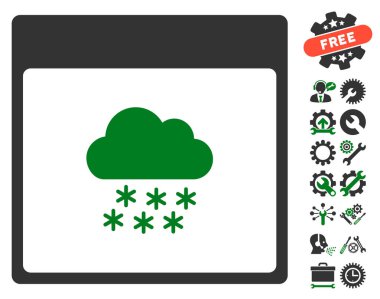 Bonus ile kar bulut takvim sayfası vektör simgesi