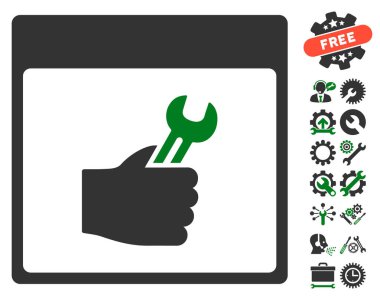 Anahtar hizmet el takvim sayfası vektör simgesini Bonus ile