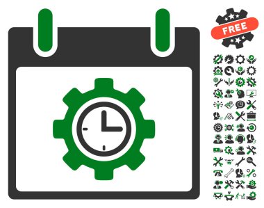 Bonus ile zaman dişli takvim gün vektör simgesi