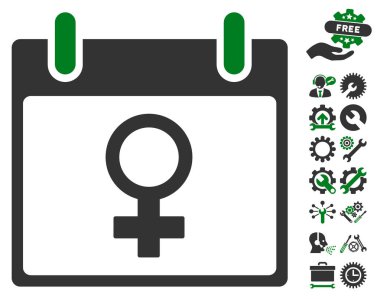 Bonus ile Venüs kadın sembol takvim gün vektör simgesi
