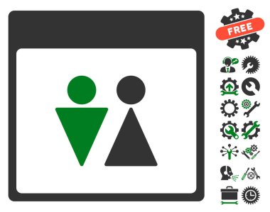 WC kişi ile Bonus sayfa vektör simge takvim