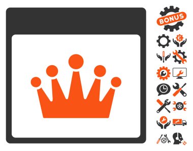 Bonus ile taç takvim sayfası vektör simgesi