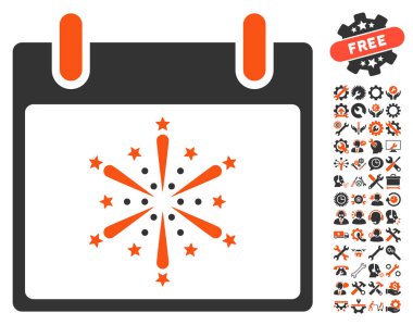 Bonus ile havai fişek patlama takvim gün vektör simgesi