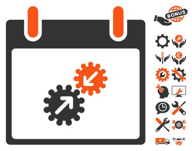 Gears entegrasyonu takvim gün vektör simge Bonus ile