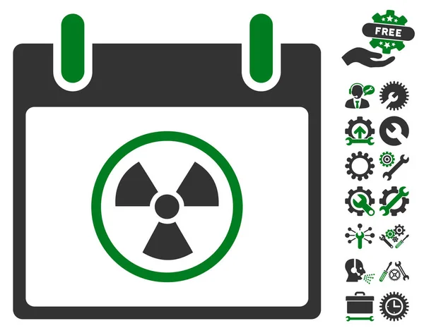 Icône vectorielle de jour de calendrier radioactif avec le boni — Image vectorielle