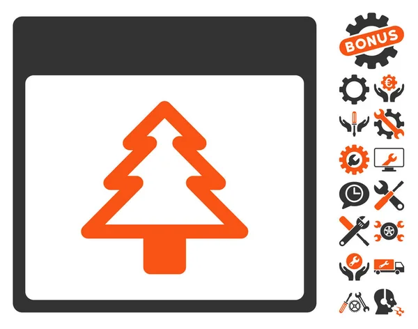 Fir Tree Calendar Page Vector Icon With Bonus — Stock Vector