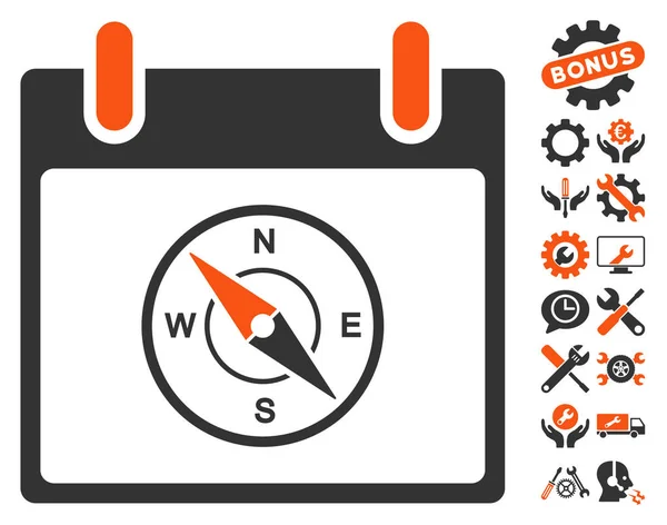 Compass Calendar Day Vector Icon With Bonus — Stock Illustration Compass Calendar Day Vector Icon With Bonus Royalty Free Stock Vectors