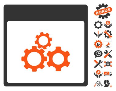 Mekanik vites ile Bonus sayfa vektör simge takvim