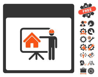 Bonus ile gayrimenkul geliştirici takvim sayfa vektör simgesi