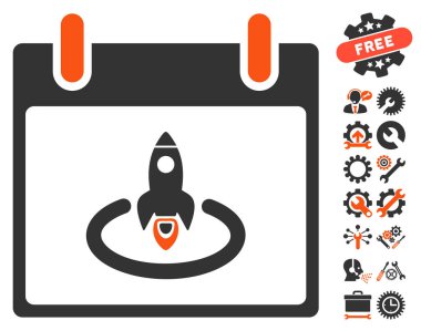 Roket Başlat Takvim gün vektör simgesi Bonus ile