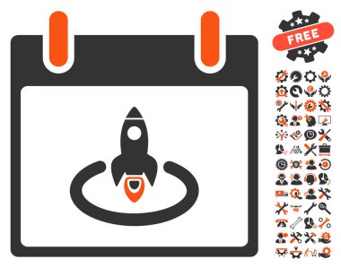 Roket Başlat takvim sayfası vektör simgesi Bonus ile