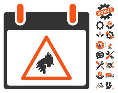 Takvim gün vektör simge Bonus ile uyarı horoz