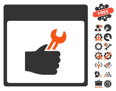 Anahtar hizmet el takvim sayfası vektör simgesini Bonus ile