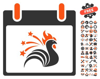 Bonus ile ışıltı horoz takvim gün vektör simgesi