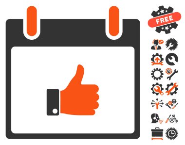 El takvim gün vektör simgesi Bonus ile yukarı başparmak