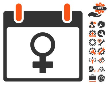 Bonus ile Venüs kadın sembol takvim gün vektör simgesi