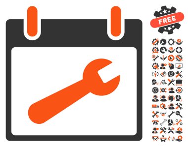 İngiliz anahtarı aracı takvim gün vektör simgesi Bonus ile