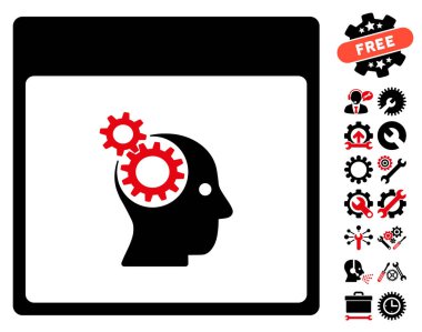 Beyin tekerlekler ile Bonus sayfa vektör simge takvim